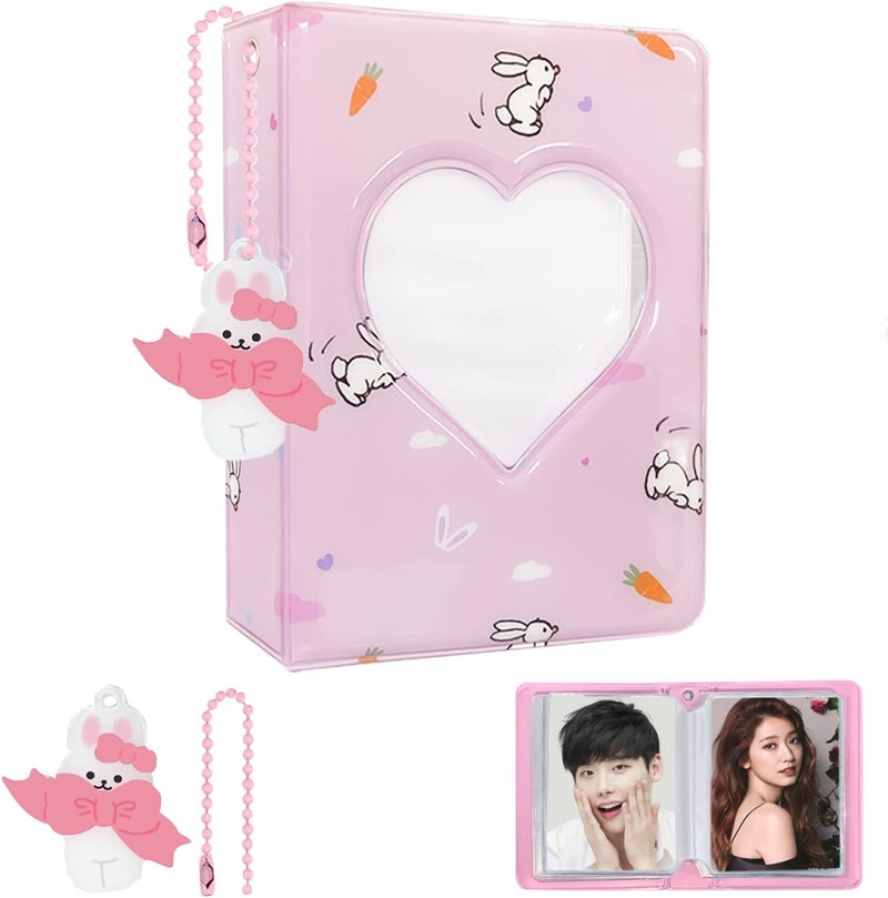 KeCool 3 Inch Kpop Photocard Binder, Pink, 40 Pockets, Mini Photo Album - Image 1